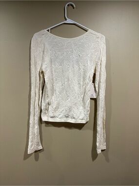 Pink Republic Cream Textured Long Sleeve Top